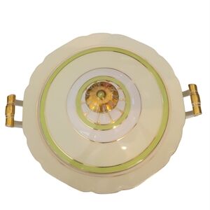 Victoria Porcelain Lime, Gold, and Cream Decorative Serving Terrine